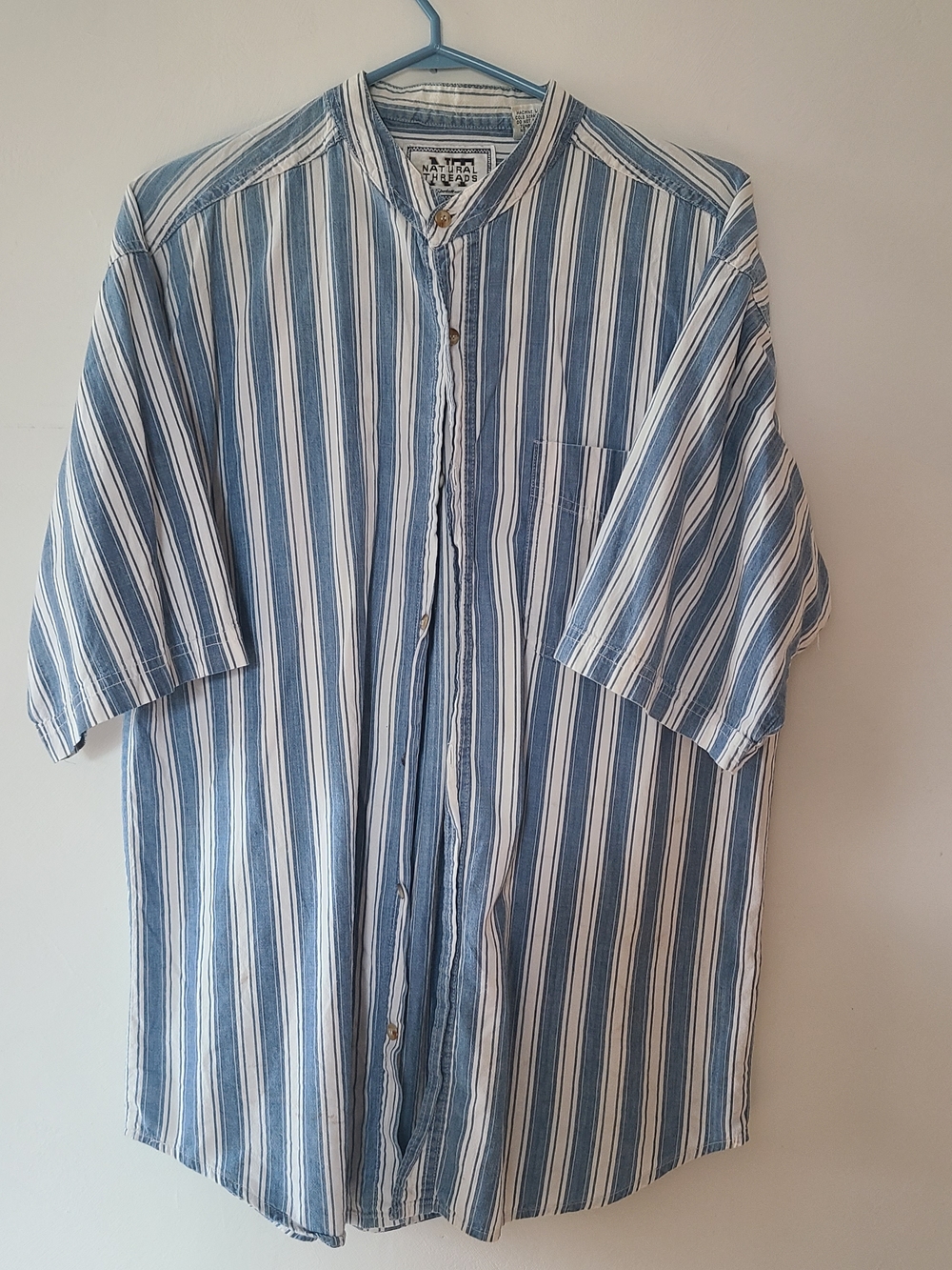 Natural Threads Blue & White Striped Short Sleeve Shirt